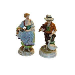 Romantic Colonial Peasant Couple Large Figurines